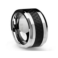 Muški vjenčani traki u titanijum prstenom crnim ugljičnim vlaknima i učvršćenim ivicama