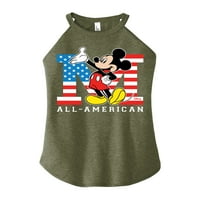 Disney - Americana - Mickey Flag All American - Juniors High Neck Tank Top