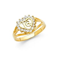 Jewels 14k žuti zlatni kubični cirkonijski CZ Slatki rođendan Modni obljetni prsten veličine 10