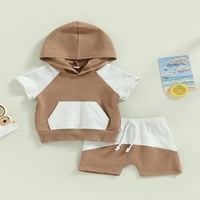 Coduop Toddler Baby Boys Girls Odjeća za odjeću kratki rukav s kapuljačom kratkih hlača Ležerne odjeće