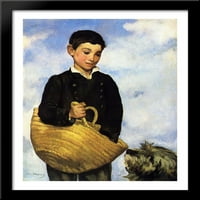 Dječak sa psom velikim crnim drvenim ugrađenim umjetnošću za ispis Edouarda Maneta