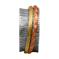 Spinner Band Carded Texture Meditacija dva tona Muškarci Žene Srebrni prsten