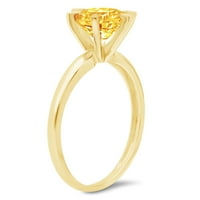 CT sjajan okrugli rez prirodni citrinski 14k žuti zlatni pasijans prsten sz 7.5