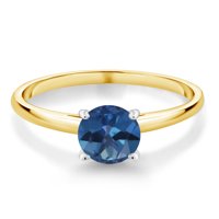 Gem Stone King 1. CT ovalni plavi Mystic Topaz 10k žuti zlatni prsten sa bijelim zlatnim prstenom