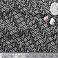 Soimoi crna poly georgette tkanina Fret Geometrijski print Šivenje tkanine dvorište široko