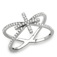 Ženski srebrni prstenovi visoko polirani prsten od nehrđajućeg čelika sa AAA CRDE CZ u CLEAR DA353