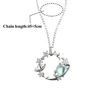Srebrne ogrlice za geometrije za žene Zvijezde Rhinestone Privjesak ogrlica materna puna ogrlica za