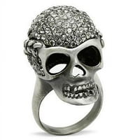 Antikni srebrni bijeli metalni prsten sa gornjim klasom kristala, crni dijamant - veličine 12