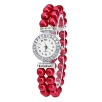 Gledajte sat Kvarc ženske ručne biserne kaiševe String Casual Fashion Woth Watch