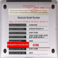Kaishek Hard Case Shell Cover za MacBook Pro S model A1398, nema CD-ROM-a, bez USB-C životinja A 0244