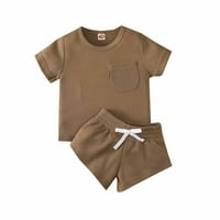 Safuny Outfits Dečiji dečko Ljeto Kids Baby 'Ležerne prilike sa čvrstim kratkim rukavima Dvokrevetna