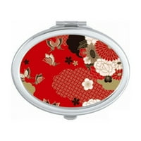 Cvjetni crveni sakura ovalno ogledalo Prijenosne preklopke ručne šminke dvostruke bočne naočale