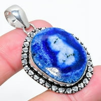 Plavi solarni kvarcni draguški kameni ručno rađeni srebrni nakit od srebra 2,01