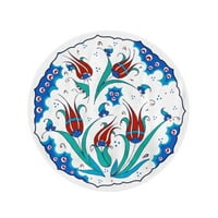 Okrugli ručnik za plažu Blago plava apstraktna tulipana turska ploča cvjetni tradicionalni otomani crveni
