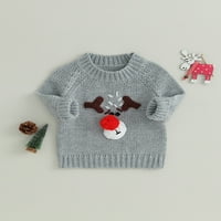 Qinghua novorođenčad dječaka dječaka pletena džemper božićni ekran tisak dugih rukava pulover jesen