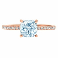 2.7ct jastuk rezan plavi simulirani dijamant 18k ružičasto zlatne obljetnice za angažman veličina prstena