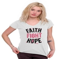 Faith Fight Hope Carcer dojke svjesna ženska sitne V-izrez majica Brisco brendovi