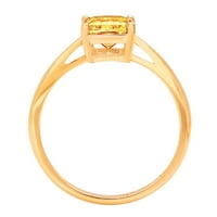 CT Sjajni smaragdni rez Clear Simulirani dijamant 18k žuti zlatni pasijans prsten sz 8