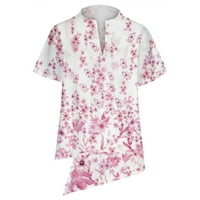 Ženska ljetna odjeća bluza Majica V-izrez kratki rukav ružičasti xxl