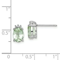 Sterling srebrni ovalni zeleni kvarcni dijamantski post studen gumba minđuše fini nakit idealni pokloni