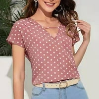 Amousa ženski Ljetni kratki rukav Striped V-izrez Flowy Beach Majica Casual Tops Bluze Sexy Top