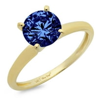 0. CT Sjajan okrugli rez prozirni simulirani dijamant 18k žuti zlatni pasijans prsten sz 9.25