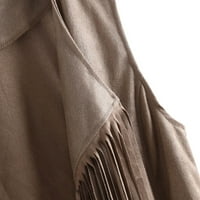 Kaput za ženska posada izrez dugih rukava jesen zima antilop etničke resice bez rukava Frigrani prsluk