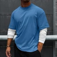 Muški modni vrhovi Casual Solid Patchwork rukav majica bluza s dugim rukavima na majici okrugli vrat
