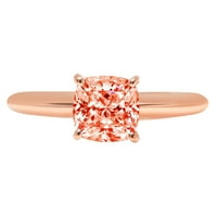2. CT sjajan rez jastuka simulirani crveni dijamant 14k ružičasto zlato pasijans prsten sz 4