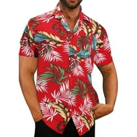 Muške velike i visoke košulje Muške proljeće Ljeto Ležerne prilike Havajska plaža Tropical Buttons Ispiši