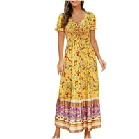 Ljetne haljine za žene Žene Ljeto Ležerne prilike kratkih rukava V-izrez Štamparije Slim haljina haljina