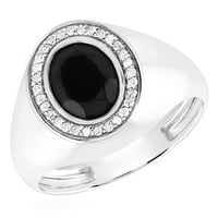 0,15CTW Natural Diamond 10k bijeli zlatni ovalni crni na prstenu