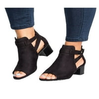Žene kopče peep toe niske blok pete čizme za gležnjeve čizme sandale cipele veličine