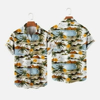 Lovskoo muns casual havajske majice Ljeto gumb niz ne-pozicioniranje tipki za ispis na narančastoj boji