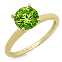 2. CT sjajan okrugli Clear Simulirani dijamant 18k žuti zlatni pasijans prsten sz 4,25