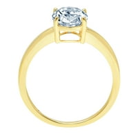 2. CT sjajan ovalni rez prozirni simulirani dijamant 18k žuti zlatni pasijans prsten sz 10.25