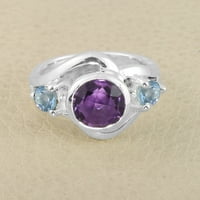 Zemlja dragulje Nakit Amethyst Prsten Blue Topaz Ring Sterling Silver Gemstone Ring Cutter Ring za žene