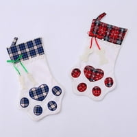 Kućni ljubimci Božićne čarape Dog Mačka šapa Čarapa poklon torba Viseći Xmas Novogodišnji dekor, plava,