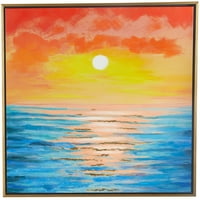 Studio Multi obojen platna ručno rađena ocean zalazak sunca Pejzažna zidna umjetnost sa zlatnim okvirom