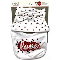Uredna rješenja Love Hearts Baby Bib Hat Set - Crvena Bijela