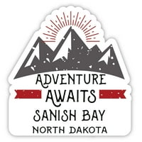 Sanish Bay Sjeverna Dakota Suvenir Vinil naljepnica za naljepnicu Avantura čeka dizajn