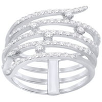 14k bijelo zlato 0. CTTW okrugli rez bijeli prirodni dijamantni spiralni modni prsten za žene sa veličinom