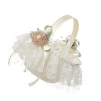 Korpa Cvjetna djevojka vjenčane košare čipkasti vjenčanja bijela satenhandle Mali rustikalni biser bowknot