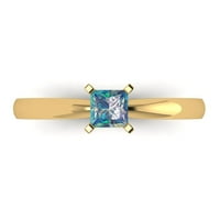 0. CT Briljantne princeze Clear Simulirani dijamant 18k žuti zlatni pasijans prsten sz 7.25