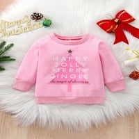 Jedno otvaranje dječjih djevojaka Božićne dukseve Božićno drvo slovo Ispiši dugi rukav pulover O-izrez