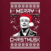 Divlji Bobby, sretan Christmusk Funny Elon Musk Meme Ugly Božićni džemper Muškarci Grafički tee, Maroon,