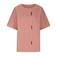 Ženska pamučna posteljina plus veličina Top bluza Labave košulje Vintage Plain bluze Košulje kratkih