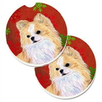 Chihuahua Crveni i zeleni snježni pahulji za praznični božićni set držača čaša Car Coaster