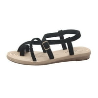Ljetne ženske ravne dno Roman sandale Divlje križne kaiševe Clip cipele za cipele na plaži Crne 7