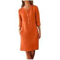 Ženske oblače sa čvrstim okruglim izrezom A-LINE Srednji dužina Ležerne rukave Ljetna haljina narandžasta